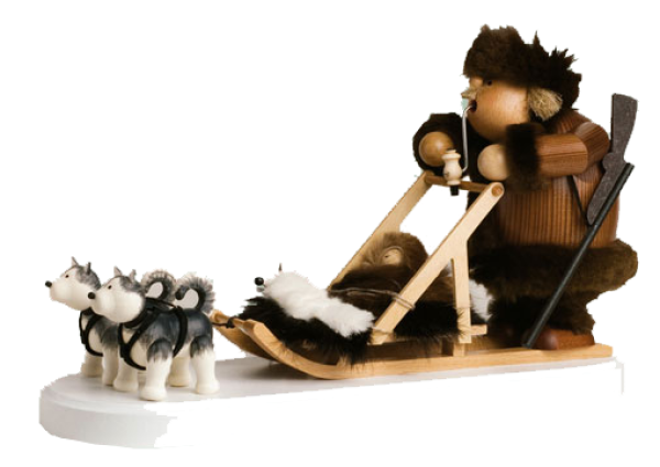 Räuchermann Eskimo mit Hundeschlitten und 2 Huskys
